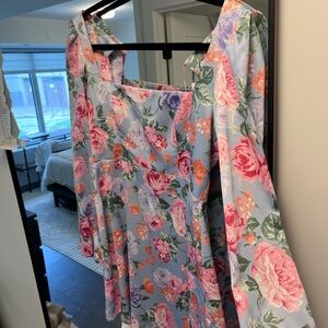 Park & Fifth Light Blue Floral Long Sleeve Dress “Harper”